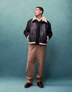 Veste chaude respirante pour homme en cuir véritable de chèvre de vol pour aviateur, couette, veste d'hiver de haute qualité pour homme, veste en cuir de fourrure - Product Image 2