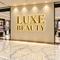 Enseigne commerciale personnalisée en or brossé rétroéclairée, lettres métalliques 3D à LED Halo pour hall d'hôtel, salon, bureau, réception, logo mural