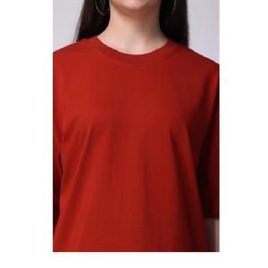 T-shirt décontracté à col en coton pour femmes imprimé court surdimensionné conception de l'épaule tombante Logo personnalisé prix de gros baisse directe - Product Image 2