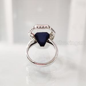Anillo de Plata de Ley 925 Hecho a Mano para Mujer con Gema Natural de Lapislázuli en Forma de Ataúd, Piedra de Nacimiento de Septiembre, Aniversario Oriental - Product Image 3