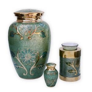 Urna Funeraria de Metal (Latón/Aluminio) con Esmalte Azul y Grabado, para Cenizas Humanas de Adultos - Product Image 6