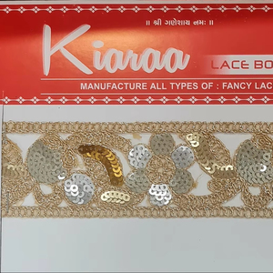 Tissu brodé de luxe de 9 mètres en organza et dentelle pour saris traditionnels de style fantaisie Lehengas Couture Fashion - Product Image 1