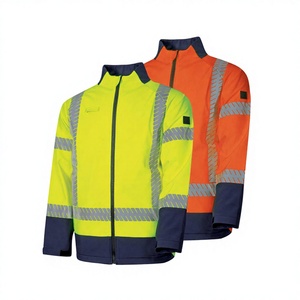 Men's High Visibility Reflective <b>Softshell</b> Safety <b>Jacket</b> Waterproof Winter Windbreaker Made of Durable Polyester - Product Image 1