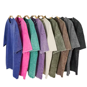 T-shirt oversize épais en coton délavé à l'acide, flocon de neige vintage 240g pour homme - Product Image 1