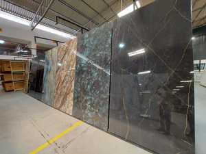 Carrelage en pierre frittée Glacier Blanc Jade Statue 1600*3200*12mm Marbre Ardoise Granit Look pour îlot de cuisine