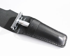 ใบมีดโกนนิรภัยทำด้วยมือทำจากหนังโลโก้ออกแบบได้ตามที่ต้องการ - Product Image 1