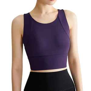 บราออกกำลังกายสำหรับผู้หญิง ไซส์ผู้ใหญ่ น้ำหนักเบา รองรับได้ดี ไร้ตะเข็บ คอทรงยู สีพื้น แห้งเร็ว - Product Image 1