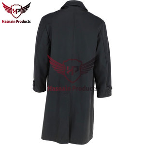 Premium <b>Men's</b> <b>Knee</b>-<b>Length</b> Black Nappa Leather <b>Overcoat</b> by Snu Simons - Elegant Outerwear for Stylish Comfort - Product Image 3