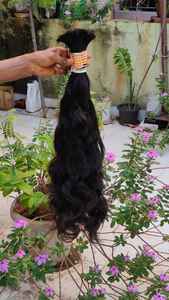 Cheveux humains Remy indiens 100% non traités, cuticules alignées, donneur unique, luxe naturel, double trame machine, en vrac - Product Image 2