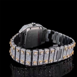 <strong>Automatic</strong> Yellow and White Luxury Roman Number <strong>Swiss</strong> Style <strong>Movement</strong> Personalized Custom Moissanite Watch
