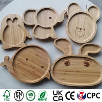 Offre Spéciale : Assiette Divisée en Forme d'Animaux Mignons, Bol en Bambou pour Enfants, Assiettes et Bols en Bois