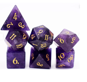Bộ Xúc Xắc Trò Chơi Đá Quý Thạch Anh Tím Tự Nhiên Chạm Khắc Bằng Tay Bán Chạy Chất Lượng Cao Bộ Tất Cả Các Số Có Hộp - Product Image 3