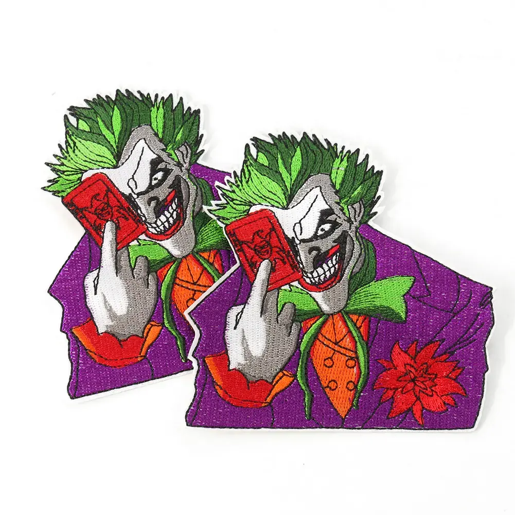 2024 vente chaude grotesque cirque clown broderie bande arrière attaché Patch personnalisé pas de LOGO minimum patchs crochet support