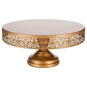 Présentoir à gâteaux moderne en métal doré avec dessus rond miroir idéal pour les fêtes d'anniversaire glamour et les tables de desserts de mariage - Product Image 3