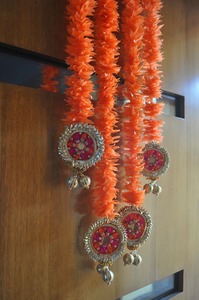 Orange Jasmine Flower Wall Hangings Indian Wedding Decoration Floral Garland Decor Artificial Flowers Backdrop Party - Product Image 3