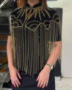 Nouveau design, poncho pour femme fait main, soirée, paillettes, cristaux, diamants, perles, épaule respirante, élégant, moderne, taille naturelle, tout - Product Image 2