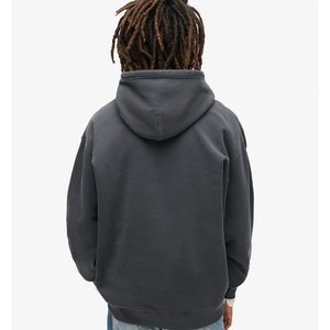 Sweat-shirt lourd de qualité supérieure sans cordon de serrage uni avec poches Impression en relief Sweat-shirt à ourlet brut pour homme - Product Image 4