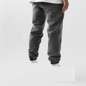 Pantalones de chándal holgados de pierna ancha para hombre, pantalones unisex de chándal rectos acampanados con diamantes de imitación y lavado ácido de algodón - Product Image 2