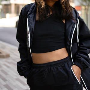 Personnaliser la couleur Noir Coupe-Vent Short Set Hoodies Double Doublure Durabilité, Tous Temps Tous Temps Haute Qualité - Product Image 5