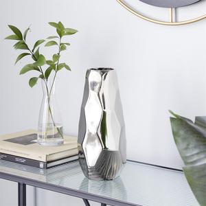 Vase de table géométrique moderne en métal argenté et aluminium de haute qualité 7 \ "X 7 \" X 15 \ "décoration de sol/mur prix de gros - Product Image 2
