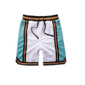 Top Selling <b>Men's</b> High Street Casual Striped Mesh <b>Shorts</b> Custom <b>Patch</b> Embroidered Rice Holes Solid Color Block Design for Boys - Product Image 3