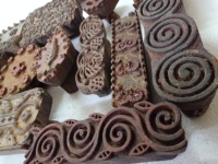 Blocs d'impression en bois anciens gravés sur mesure sur le thème de l'ange pour l'impression sur tissu et la décoration intérieure