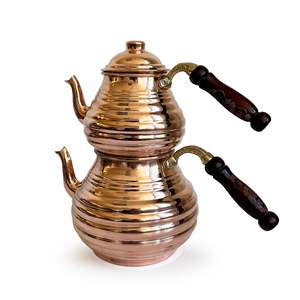 Bouilloire à thé en cuivre turque martelée à la main, ensemble de théière en cuivre classique de 600 ml, écologique, couleur cuivre, bois - Product Image 5