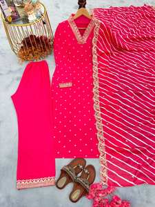 Conjunto de Dupatta y parte inferior superior de seda modal pesado con aspecto de fiesta de diseñador - Product Image 5