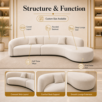 Canapé de salon trois places en tissu crème moderne et luxueux, avec chaise longue, rembourrage en éponge, pour villa, meubles de salon