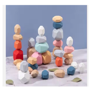 Vente en gros de blocs d'empilage de roche en bois Tumi Ishi, plusieurs couleurs ou jouets Montessori de couleur noire du Vietnam - Product Image 6