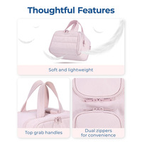 Sac de maquillage multi-couches en polyester, grande capacité, portable, sac de rangement pour articles de toilette, double ouverture large, sac de voyage moelleux, vente flash