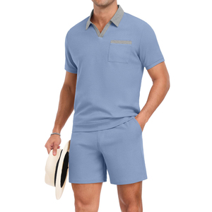 Conjunto de correr de dos piezas para hombre de alta calidad, ropa de calle personalizada, ropa de playa de gran tamaño, conjunto de camisas y pantalones cortos para hombre - Product Image 1