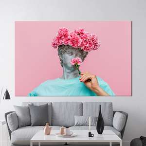 Lienzo Impreso: Busto Masculino Antiguo con Ramo de Claveles, 1 Pieza: Enmarcado para Exhibición - Product Image 1