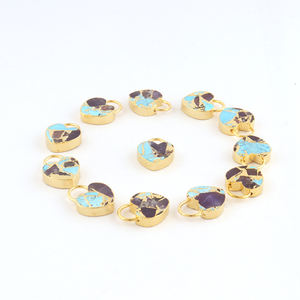 Pendentif à serrure en forme de cœur, personnalisé, en cuivre, turquoise, plaqué or, pour la fabrication de bijoux, outil de fourniture de breloques diy - Product Image 4