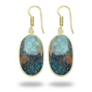 Venta al por mayor de aretes colgantes de azurita chapados en oro, joyería clásica para el cuerpo, estilo boda, idea de regalo moderna para mujer - Product Image 4