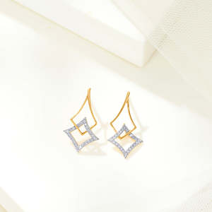 Imperial Glide Gold Plated Drop <b>Earrings</b> for Women-<b>Pearl</b> <b>Diamond</b> & Zircon Wedding Jewelry - Product Image 1