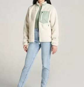 Veste bomber légère à capuche en polaire pour femme, sports de plein air, hiver, respirante, écologique, fermeture éclair, teinte unie - Product Image 6