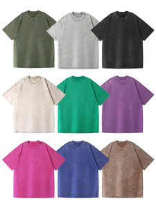 Venta al por mayor 230gsm lavado en blanco camiseta Vintage algodón de manga corta cuello redondo Camiseta de gran tamaño para los hombres - Product Image 4