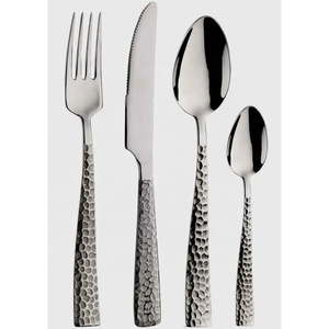 Elegant Hammered Handle Stainless Steel <b>Flatware</b> Set Perfect for Weddings and Formal Dining - Product Image 1
