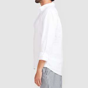 Camisa de Lino Blanca Casual de Verano para Hombre, Manga Larga, Cuello Clásico, Teñido Liso, Antiencogimiento, Secado Rápido, Sostenible - Product Image 4