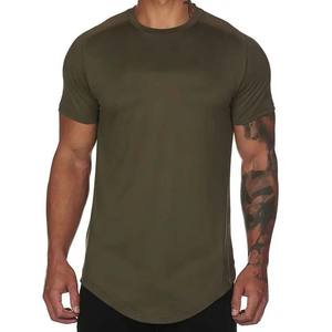 Camiseta Hipster de longitud larga con dobladillo curvo para hombre, camiseta dividida con cambio de oliva, camisetas atléticas de Fitness para hombre, camisetas ligeras - Product Image 1