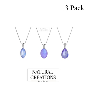 Premium 925 Sterling Silver Fine Pendant & Charm Purple Moonstone Gemstone Pear Marquise Oval Cab <b>with</b> Spring <b>Lock</b> Bezel Setting - Product Image 2