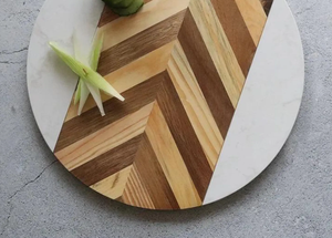 Hot Selling Round <b>Shaped</b> Factory Direct Supply Fancy Unique Designer Modern Creative Art Wood and Marble Made Chopping <b>Blocks</b> - Product Image 6