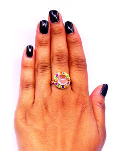 Elegante anillo de plata esterlina 925 brillante cuarzo rosa piedras preciosas multicolores estilo clásico encanto de dedo - Product Image 6