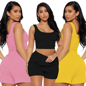 2024 conjuntos de pantalones cortos personalizados para mujer, Top corto de verano, conjunto corto de 2 piezas para mujer, ropa, traje de entrenamiento, Top y conjunto corto de 2 piezas - Product Image 2