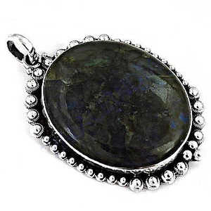Pendentif en argent 925 avec pierre précieuse labradorite, métal or rose, perle pour femmes, bijoux chic avec cristal et diamant - Product Image 1
