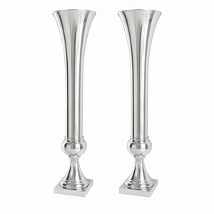 Jarrón de Piso Moderno de Aluminio Plateado en Forma de Trompeta, Decoración para el Hogar, Escultura de Arte Metálico con Acabado Pulido, Centro de Mesa para Bodas - Product Image 4