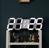 Horloge numérique murale LED 3D avec affichage des heures et réglage automatique de la luminosité pour la décoration moderne de la maison