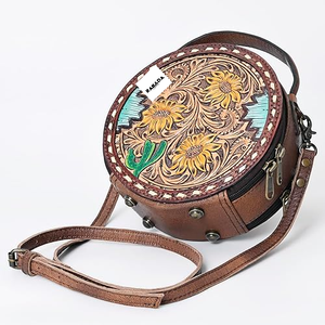 Elegante bolso de cantimplora de cuero para mujer, bolso de cuero circular a la moda con cierre de cremallera y forro de lona - Product Image 3