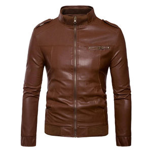 Veste en cuir pour hommes coupe-vent de qualité supérieure, de couleur noire et unie, décontractée, veste en cuir stylée pour hommes - Product Image 1
